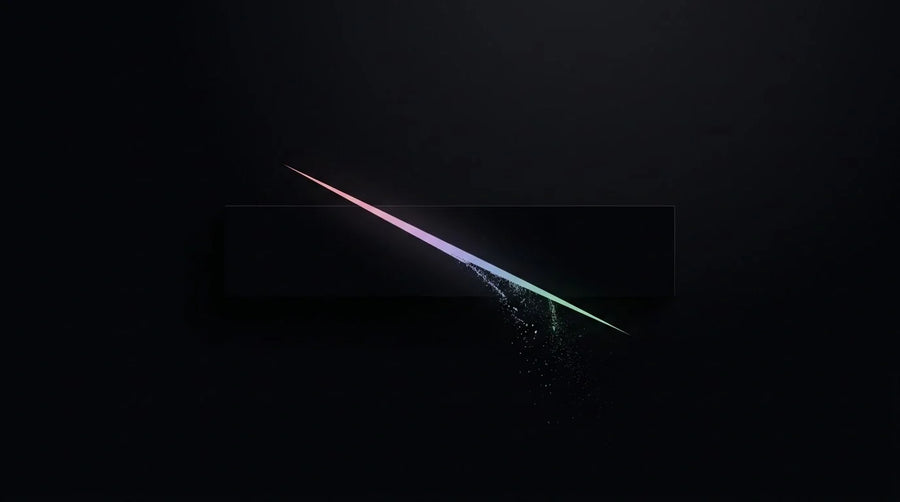 A solid bar sliced by a thin diagonal cut, its severed portion breaking into particles, illustrating how deeper Black Friday discounts cut away margin
