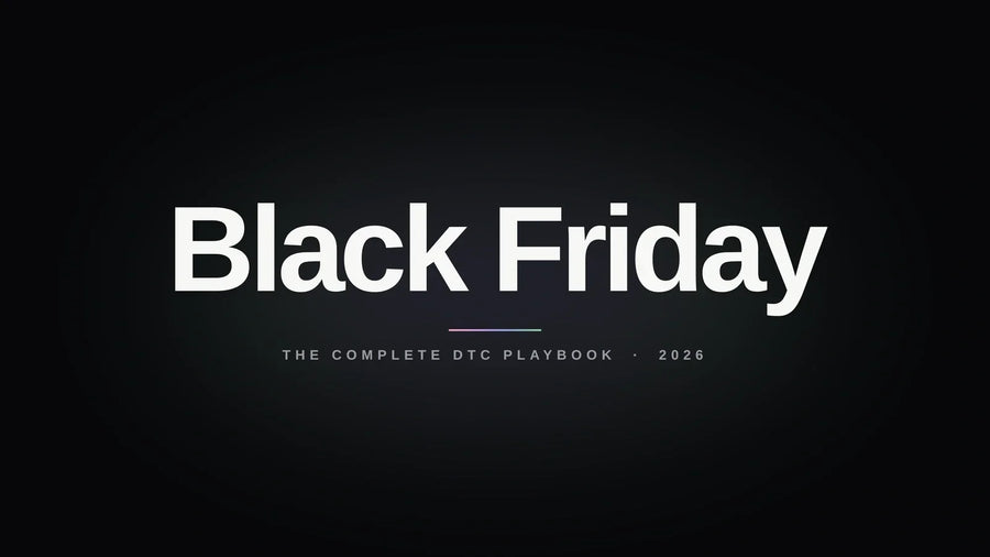 Black Friday wordmark on a black background, cover for the Liquid Lemon Shopify Black Friday 2026 DTC playbook