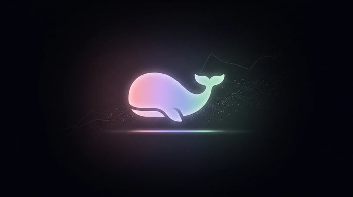 Triple Whale whale logo glowing on a dark background, hero image for a 2026 Triple Whale review for Shopify DTC brands